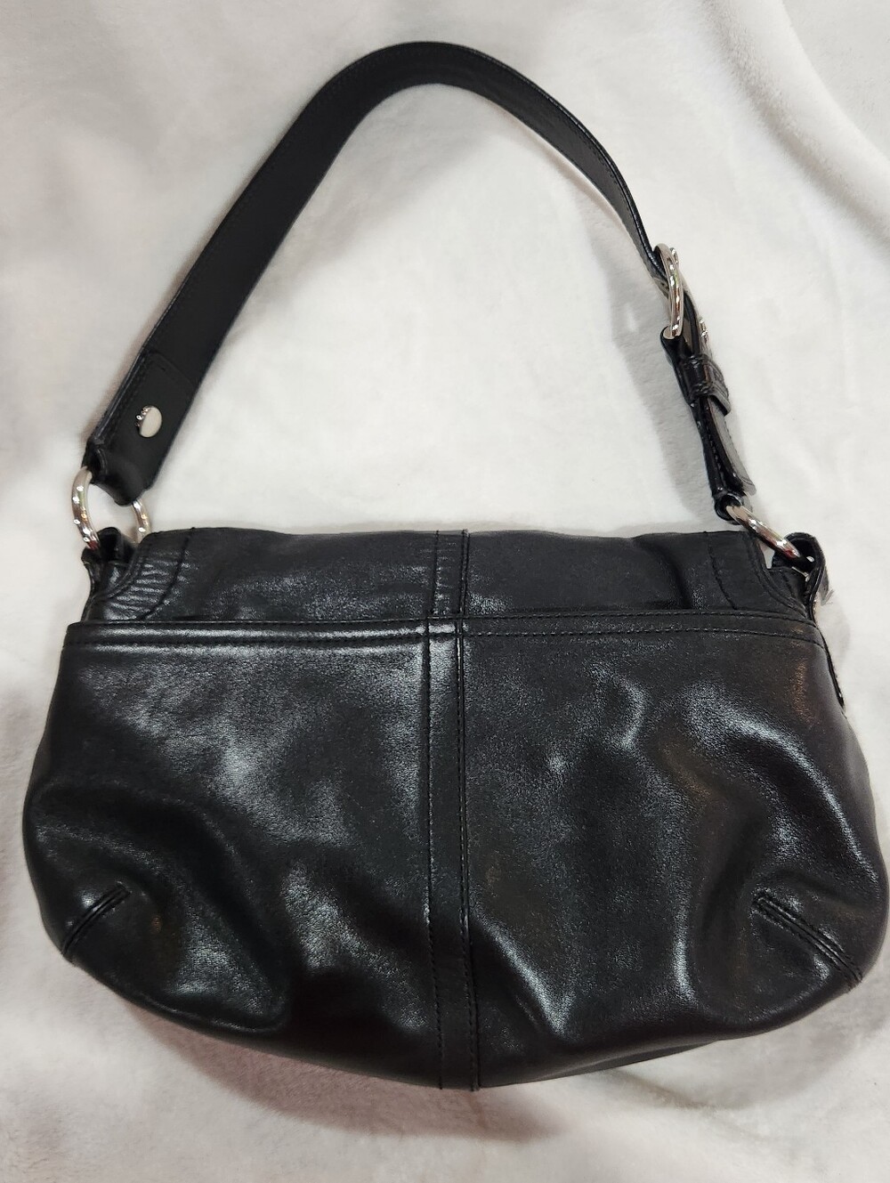 Coach Shoulder Soho Saddle Black Leather Bag, Vintage - Picture 9 of 13
